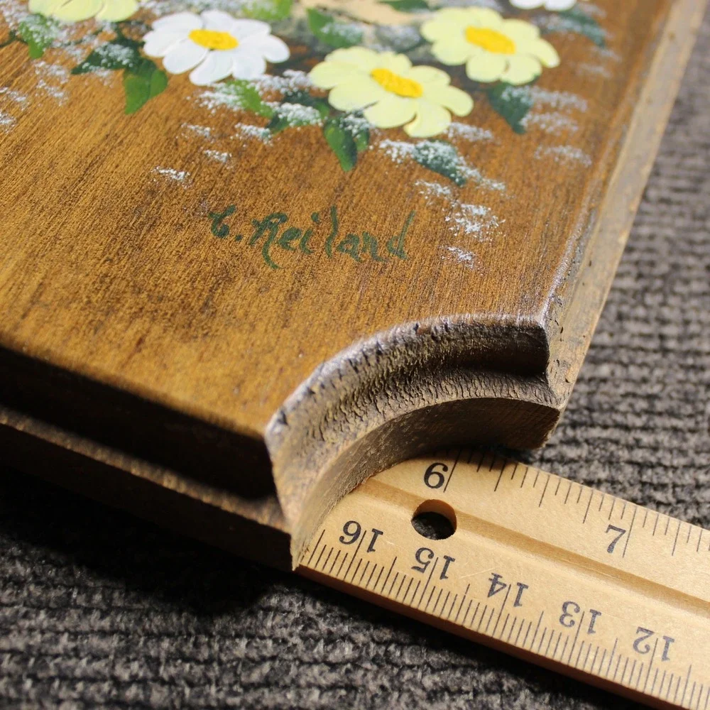 Hand Painted Wood Plaque with House Blessing Wall Decor Brown Floral Folk Art
